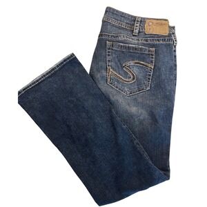 Silver Jeans Suk Mid Boot Slim Fit Denim Jeans Womens Size 36/31 Dark Wash EUC‎
